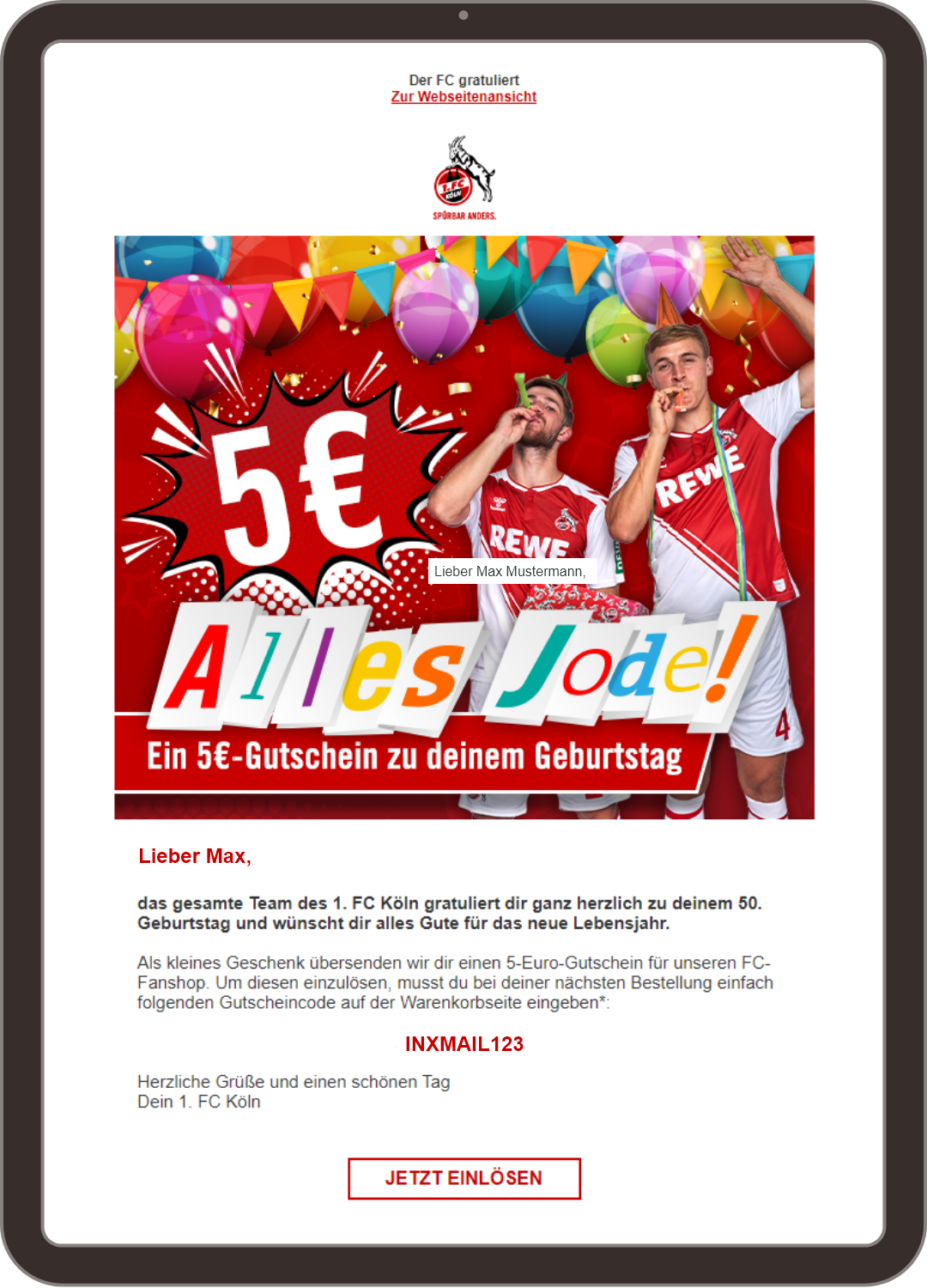 1. FC Köln: Gutschein-Kampagne zum Geburtstag