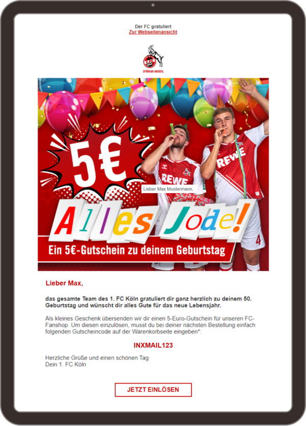 Gutscheincode Geburtstag FC Köln